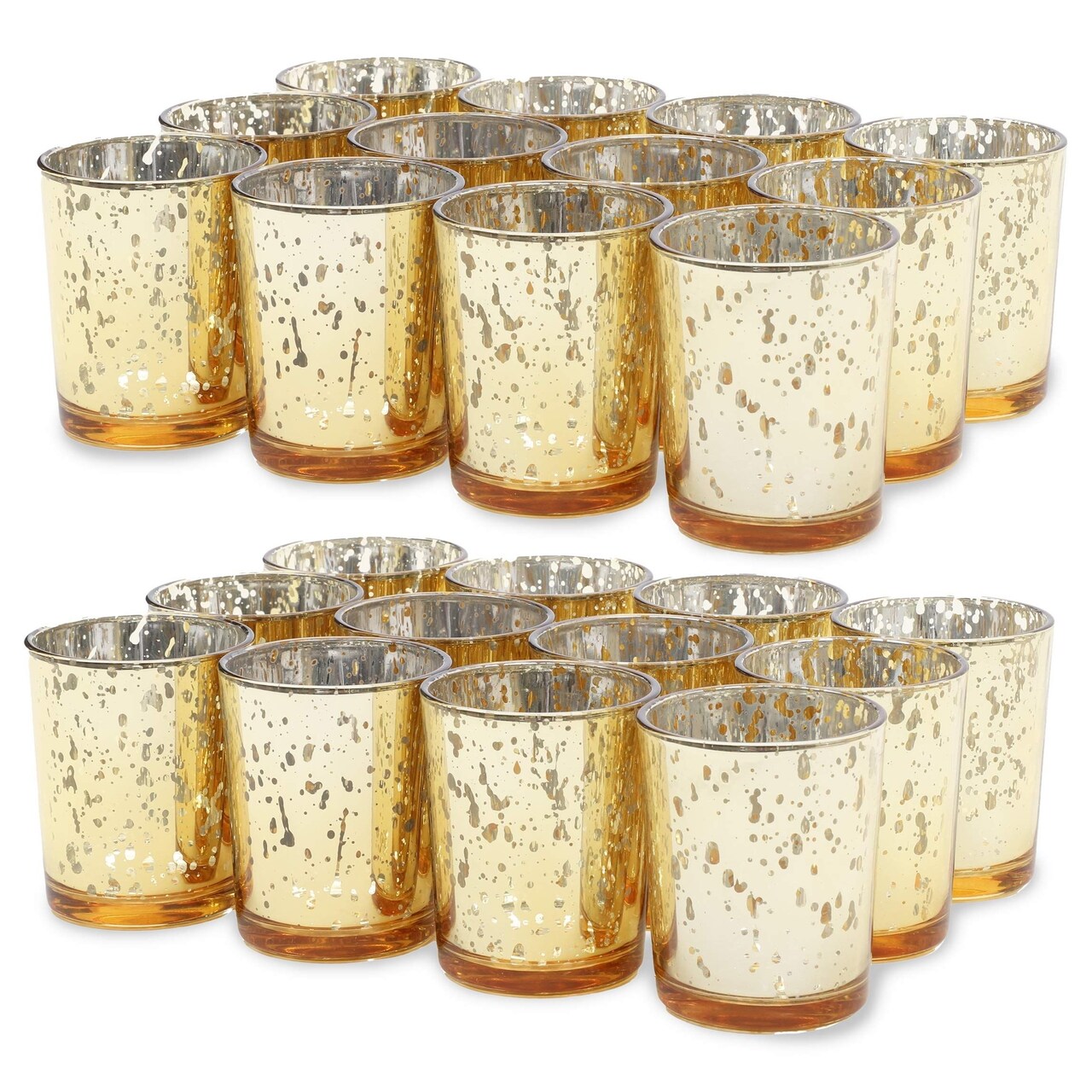 Juvale Mercury Glass Votive Candle Holders (2.2 x 2.2 x 2.6 in, Gold, 24 Pack)
